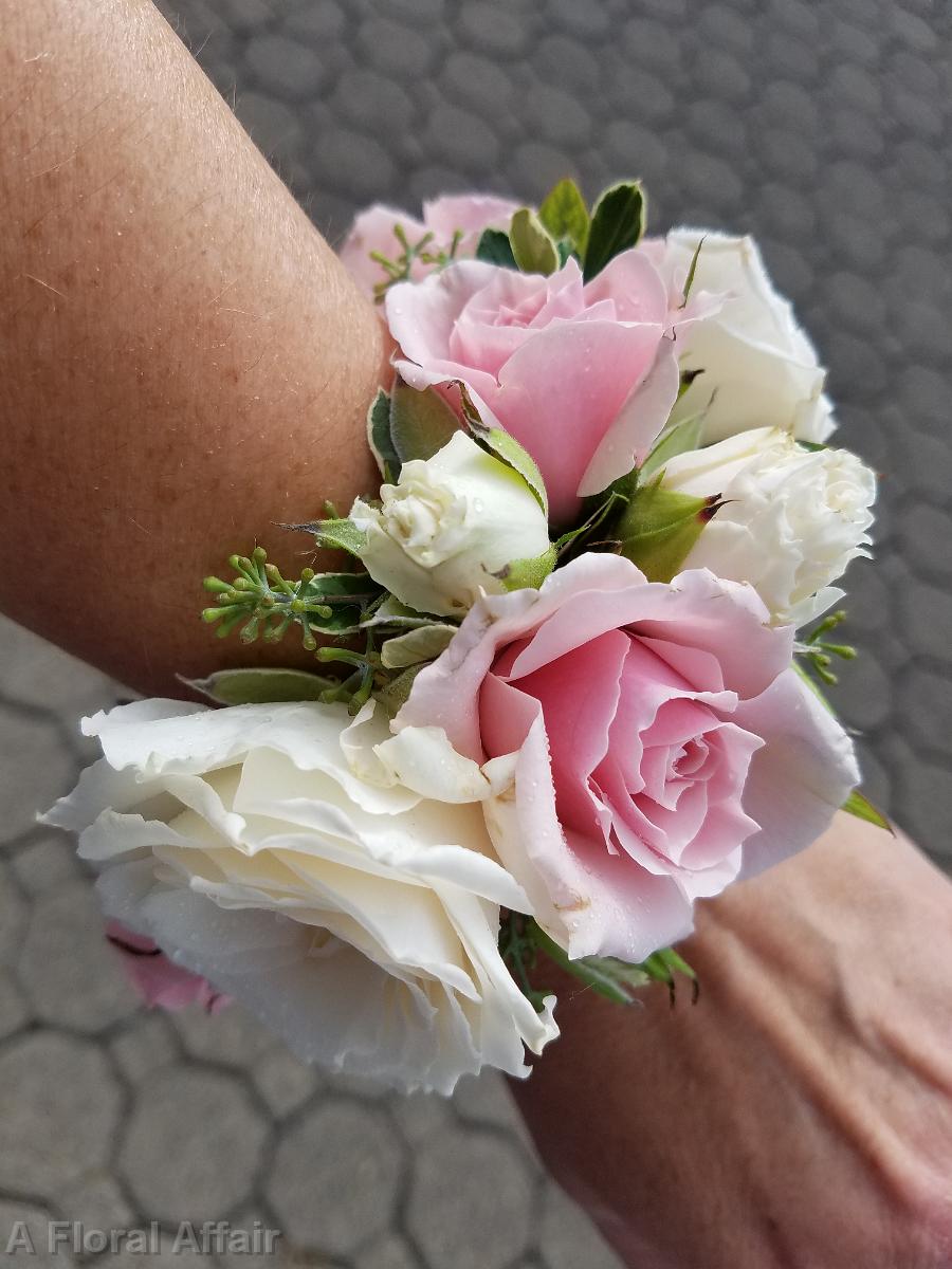 BF0760-Pink and White Floral Bracelet