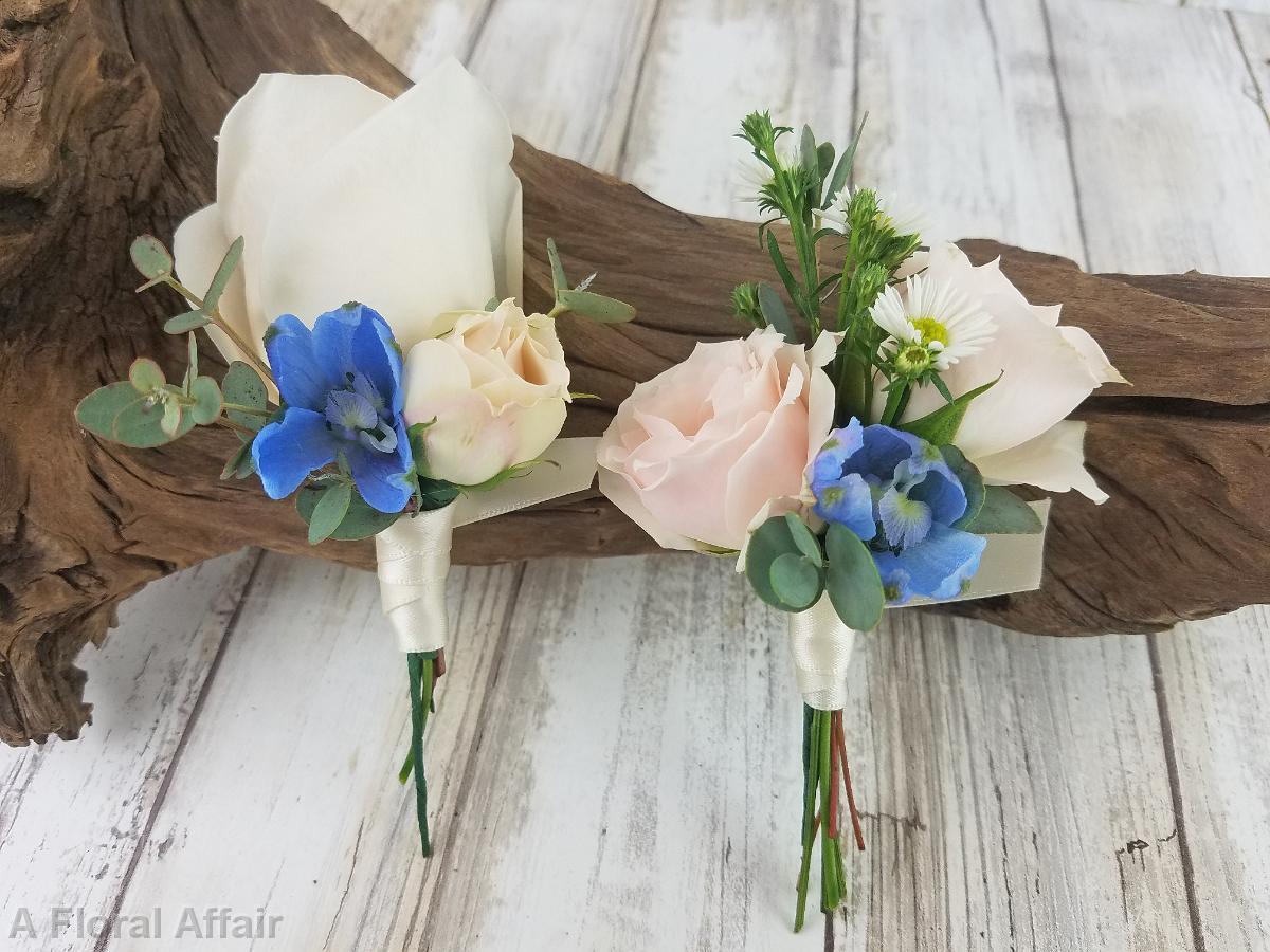 BF0771-Blush Rose and Blue Belladonna Boutonniere