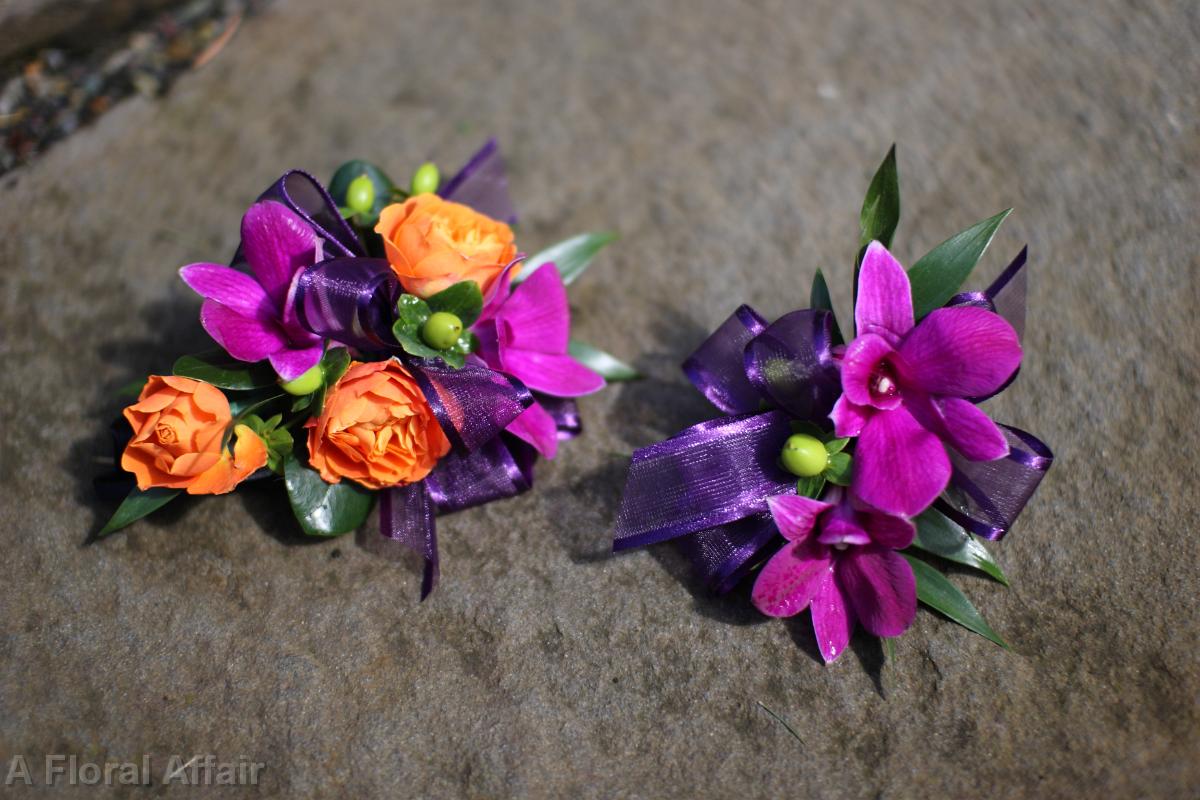 BF0453-Grape and Orange Corsages